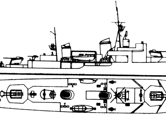 Корабль DKM K1 1941 [Corvette] - чертежи, габариты, рисунки